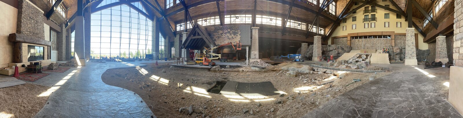 Extensive interior renovation with aerial lifts